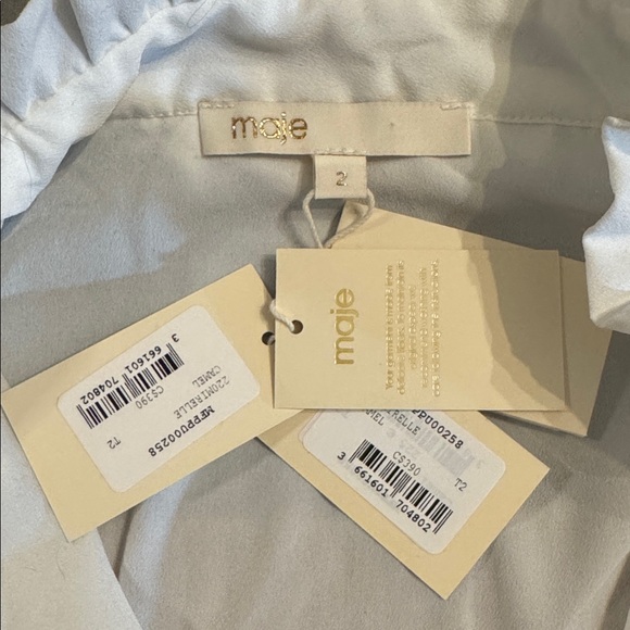 Maje Mirelle Camel Mock Layered Blouse and Wool V-Neck Sweater Pullover Size 2 - Picture 12 of 16